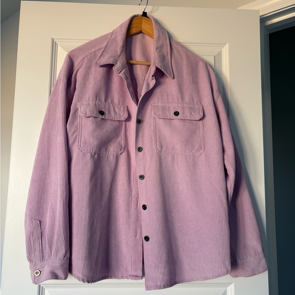 Velvet Heart Women's XL Lavender Corduroy Button-Up Shirt Long Sleeve Pockets